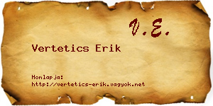Vertetics Erik névjegykártya